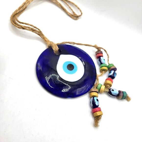 Glass Evil Eye Pendant 2.5in dia - Picture 1 of 4